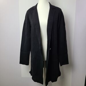 Talbots black thick knit neutral  blazer jacket With Pockets, Sz M (PTP 21")